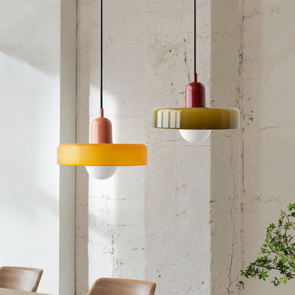Lampa wisząca Bauhaus | Żywe kolorowe szkło | Nowoczesny design | Funkcjonalny wystrój domu | Energooszczędne oświetlenie do salonu, jadalni i sypialni