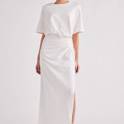 LOLA | Sukienka Maxi Oversize z Bawełny | Regulowane Troczki | Asymetryczne rozcięcie