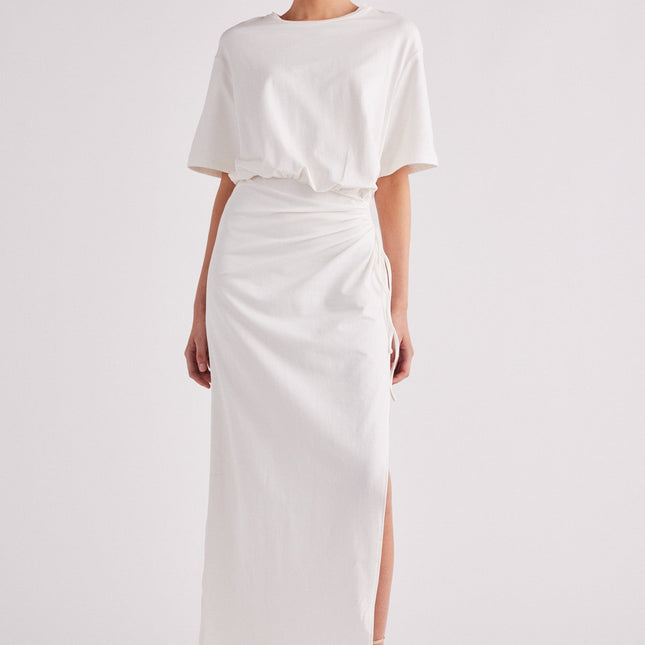 LOLA | Sukienka Maxi Oversize z Bawełny | Regulowane Troczki | Asymetryczne rozcięcie