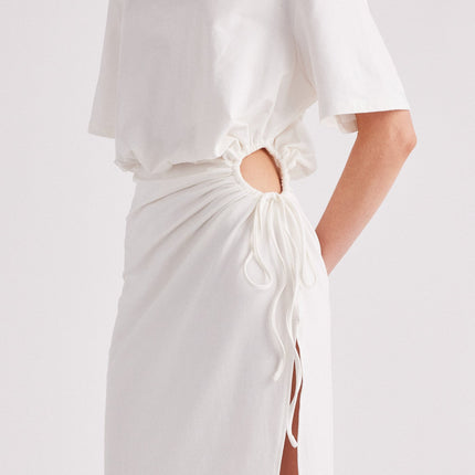 LOLA | Sukienka Maxi Oversize z Bawełny | Regulowane Troczki | Asymetryczne rozcięcie