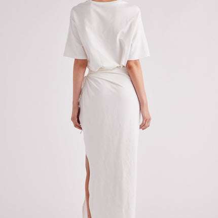 LOLA | Sukienka Maxi Oversize z Bawełny | Regulowane Troczki | Asymetryczne rozcięcie