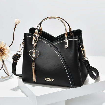 YSL Essential Luksusowa skórzana torba na ramię | Żywy projekt bloku kolorów | Stylowe akcenty z frędzlami | Przestronne wnętrze