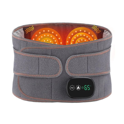 Pas do Masażu i Ogrzewania Ledźwiowego | Technologia Podczerwieni | Relaks Mięśni | Regulowany | Ładowanie USB | 3 Ustawienia temperatury | Wibracje Podwójnego Silnika | Przenośny | Szary