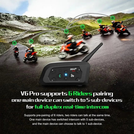 Noustia | Interkom Motocyklowy Bluetooth | Zasięg 800m | Woododporność | Do 6 Użytkowników | Wytrzymała Metalowa Złączka | Ładowanie Typ-C | Idealny na Każdą Wyprawę