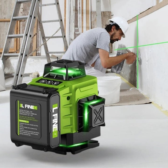 16-liniowy laser 4D | 360° zasięg | Bluetooth | Bateria Li-ion & ładowanie Type-C | Samopoziomujący | Odporny na kurz i wodę | Kompaktowy design dla profesjonalnej precyzji | Zasięg do 200 stóp