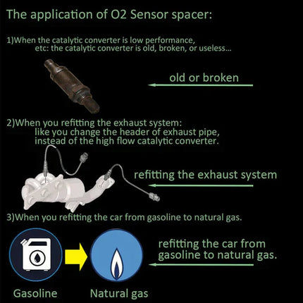 Adapter czujnika tlenu | Gwint M18x1,5 | Rozwiązanie lampki ostrzegawczej silnika | Zwiększona wydajność układu wydechowego | Uniwersalne dopasowanie | Łatwa instalacja | Stal nierdzewna | Odporny na ciepło i korozję | Pasuje do większości pojazdów