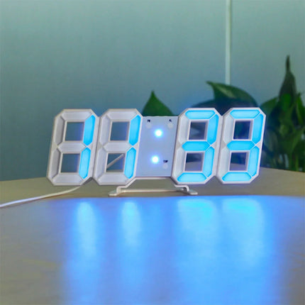 Cyfrowy zegar ścienny LED 3D | Możliwość przyciemnienia oświetlenia | Minimalistyczny design | Zasilany przez USB | Wysoka jasność | Wystrój domu
