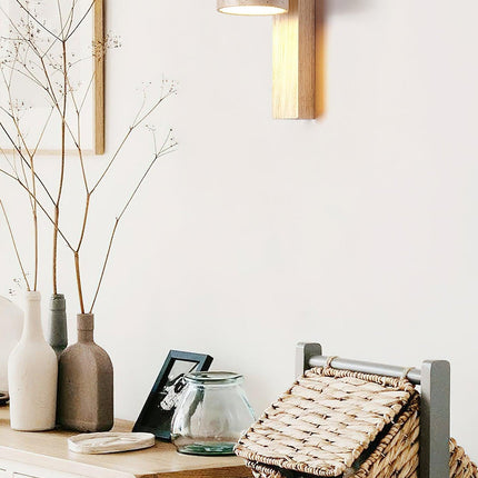 Kinkiet LumenAisle | Naturalny trawertyn i drewno | Japoński projekt Wabi-Sabi | Minimalistyczne oświetlenie LED | Łatwa instalacja | Ciepłe białe światło | Idealny do sypialni, salonów, korytarzy