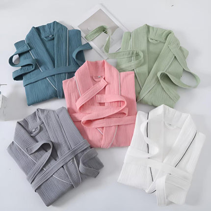 Bawełniana szata unisex z krótkim rękawem | Lekka dwuwarstwowa gaza | Oddychający i miękki | Można prać w praktyce | Idealny do wypoczynku i relaksu | Rozmiary M-XL | Idealny prezent na specjalne okazje