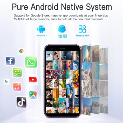 Najmniejszy smartfon na świecie | Androida 8.1 | 3,0-calowy ekran | 2GB RAM | Pamięć 16 GB | GPS | Bluetooth | Wi-Fi | USB-C | Minitelefon gotowy do obsługi aplikacji