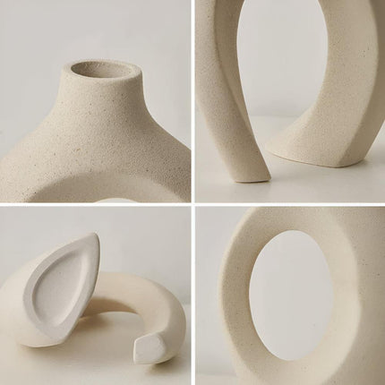 Duet wazonów Unity inspirowany stylem skandynawskim | Blokujący ceramiczny | Nowoczesny, nowoczesny wystrój salonu lub blatu | Zrównoważone materiały | Zawiera duży i mały waz | Ponadczasowe neutralne odcienie 