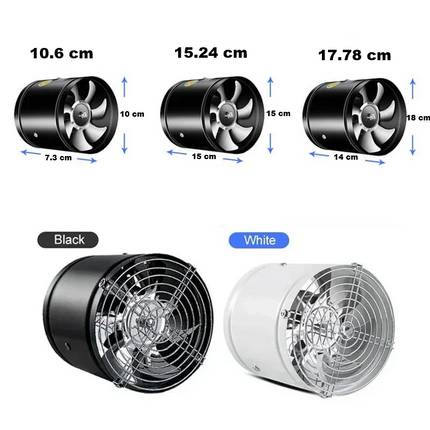 Potężny wentylator WhisperFlow | Cichy wydech | Silnik z czystym miedzi | 2800 obr/min | Minimalny hałas | Trwała metalowa obudowa | Energooszczędna wentylacja | Redukcja substancji zapachowych i dymu | Dla domów i biur