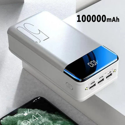 Przenośna ładowarka o dużej pojemności 100 000 mAh | Szybkie ładowanie smartfonów, tabletów i laptopów | Uniwersalna kompatybilność | Idealny do podróży i przygód na świeżym powietrzu