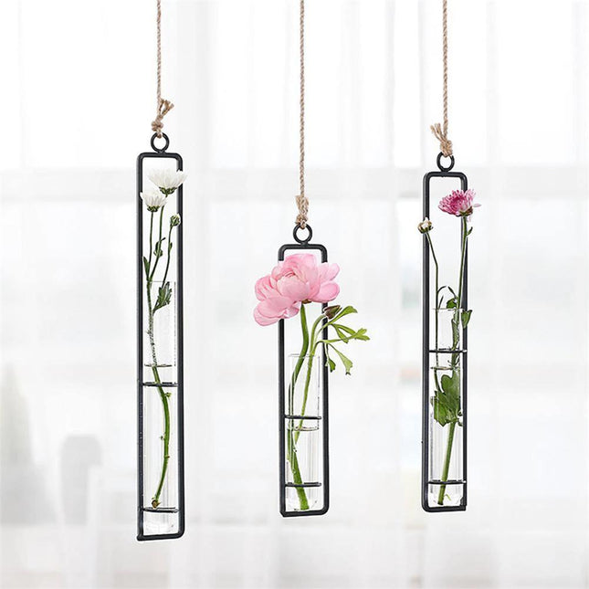 Wiszące terraria do rozmnażania roślin ze szkła i żelaza | Styl minimalistyczny | Zawiera linię | Mały 8,5" | Średni 10,5" | Duży 12,5"