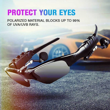 Okulary Bluetooth | Zestaw Hi-Fi Słuchawkowy | Polaryzacja UV | Bezprzewodowe 10m | kompatybilne z iOS i Android | Rozmowy Bez Rąku | Odtwarzanie Muzyki | Lekka konstrukcja | Długi Czas Pracy Baterii