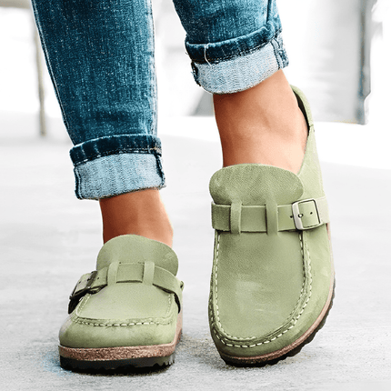 Klapki ze skóry zamszowej w stylu vintage | Otwarty palec | Zamknięcie klamry | Obuwie letnie na co dzień | Wygodna chłonna konfiguracja | Rozmiary damskie UE 35-43 | Idealnie pasuje do wiosennych i letnich stylizacji