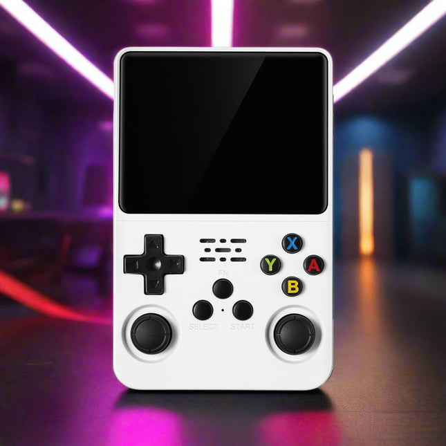 Retro konsola do gier | 20 000 klasycznych gier | Pamięć 128 GB | Podwójne joysticki | Wyświetlacz IPS HD 3,5" | Czterordzeniowy procesor RK3326 | Bateria ponad 10 godzin | Wbudowany głośnik i port audio 3,5 mm | Nostalgiczna rozrywka