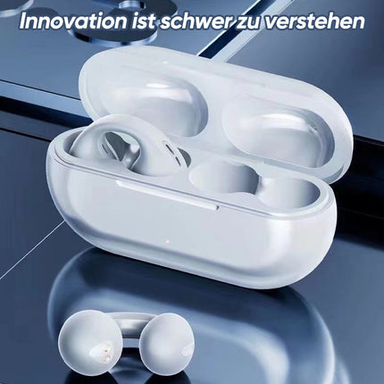 Bezprzewodowe stosowanie na przewodnictwo kostne Redukcja hałasu | Zacisk na ucho Bluetooth | Ergonomiczne chore | Trwała drewnoodporność IPX5 | Czarno-biały | Ładowanie typu C | 4-8h Odtwarzanie | Wyświetlacz mocy LED