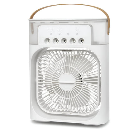 Przenośna chłodnica powietrza 3 w 1 | Nawilżacz | Oczyszczacz | 10W | Zbiornik 700ml | Zasilanie USB/AC | Idealny do sypialni, biura | Lampka nocna LED | Regulowane prędkości wentylatora | Chłodzenie wyparne | 720g | Kompaktowy i elegancki wygląd