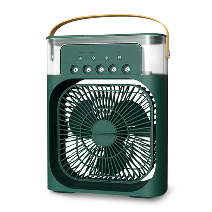 Przenośna chłodnica powietrza 3 w 1 | Nawilżacz | Oczyszczacz | 10W | Zbiornik 700ml | Zasilanie USB/AC | Idealny do sypialni, biura | Lampka nocna LED | Regulowane prędkości wentylatora | Chłodzenie wyparne | 720g | Kompaktowy i elegancki wygląd