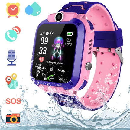KidGuard | Inteligentny zegarek GPS dla dzieci | Lokalizacja i połączenie w czasie rzeczywistym | Przycisk SOS | Geofencing | Wbudowana kamera | Wodoodporny | Akumulator | Lekki i wygodny | Do szkoły i zabaw na świeżym powietrzu