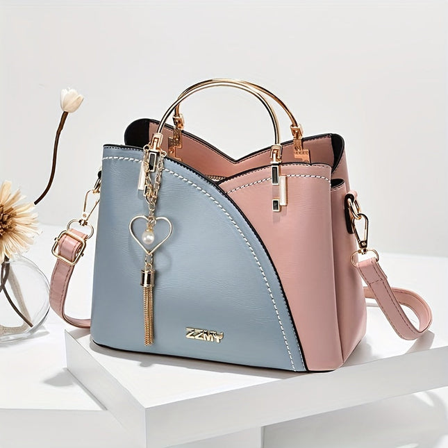 YSL Essential Luksusowa skórzana torba na ramię | Żywy projekt bloku kolorów | Stylowe akcenty z frędzlami | Przestronne wnętrze