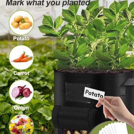 5 paczek | Torby do uprawy o pojemności 10 galonów | Wytrzymała włóknina 450g | Z uchwytami | Czy warzywa korzeniowe | Zawiera 10 etykiet | Oddychający i drenaż | Wewnątrz i na zewnątrz | Idealny do pobytu, cebuli, czosnku