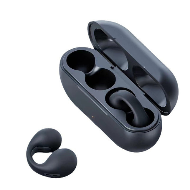 Bezprzewodowe stosowanie na przewodnictwo kostne Redukcja hałasu | Zacisk na ucho Bluetooth | Ergonomiczne chore | Trwała drewnoodporność IPX5 | Czarno-biały | Ładowanie typu C | 4-8h Odtwarzanie | Wyświetlacz mocy LED