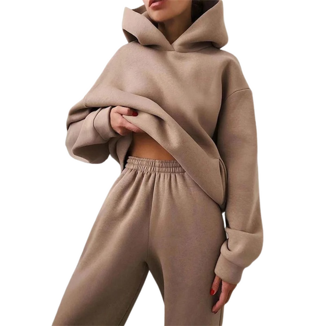 DOLLY | Damski zestaw oversize z wąskimi i spodniami dresowymi z wysokim stanem | Przytulny dwuczęściowy dres | Ciepła tkanina | Stylowy, swobodny krój | Odzież jesienno-zimowa