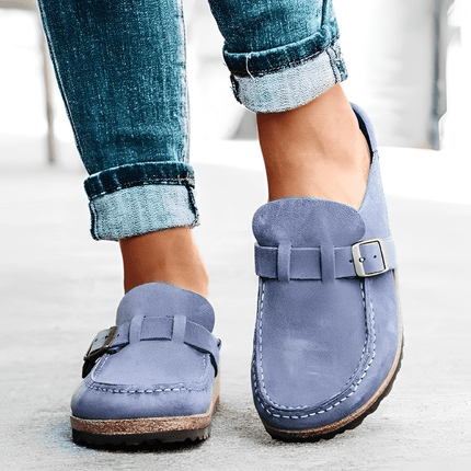 Klapki ze skóry zamszowej w stylu vintage | Otwarty palec | Zamknięcie klamry | Obuwie letnie na co dzień | Wygodna chłonna konfiguracja | Rozmiary damskie UE 35-43 | Idealnie pasuje do wiosennych i letnich stylizacji