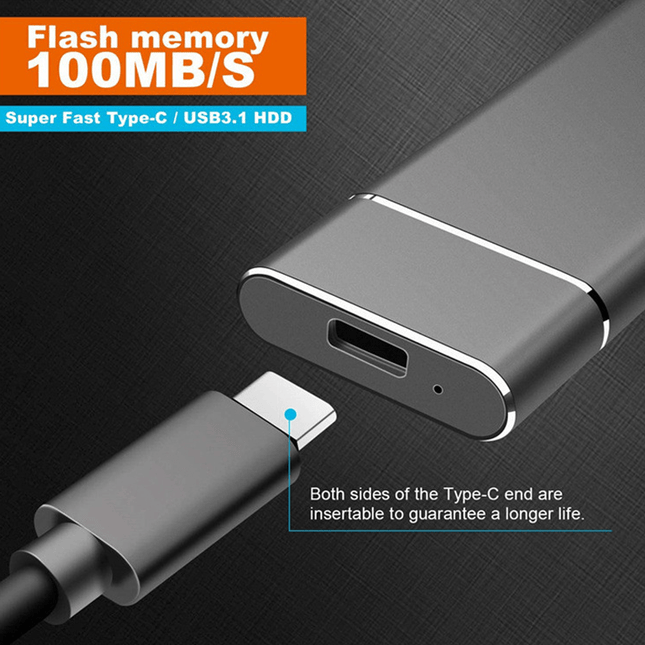 Szybki zewnętrzny dysk SSD | Wykonaj 520 MB/s | Zatrzymaj aluminium | Porty typu C/USB 3.1 | Opcje wielokolorowe | Kompaktowy i przenośny | kompatybilny z Windows/Androidem | Idealny do tworzenia kopii zapasowych danych