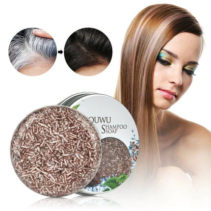 Szampon przyciemniający naturalny kwiat bulwiasty w kostce | Organiczna formuła zagęszczająca i odmładzająca | Przeciwłupieżowe i kontrola oleju | Ekologiczne opakowanie | 55g