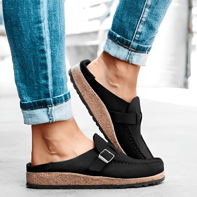 Klapki ze skóry zamszowej w stylu vintage | Otwarty palec | Zamknięcie klamry | Obuwie letnie na co dzień | Wygodna chłonna konfiguracja | Rozmiary damskie UE 35-43 | Idealnie pasuje do wiosennych i letnich stylizacji