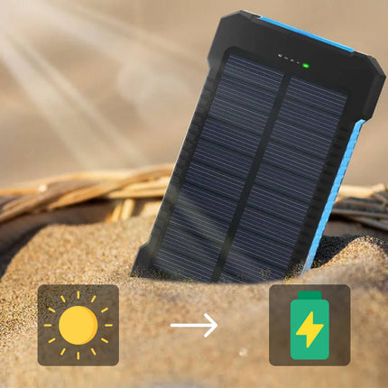 Bank energii słonecznej | Pojemność 500 000 mAh | Wodoodporny IP44 | Podwójne porty USB | Latarka LED | Lekka przenośna ładowarka | Inteligentna ochrona | Uniwersalne ładowanie urządzeń