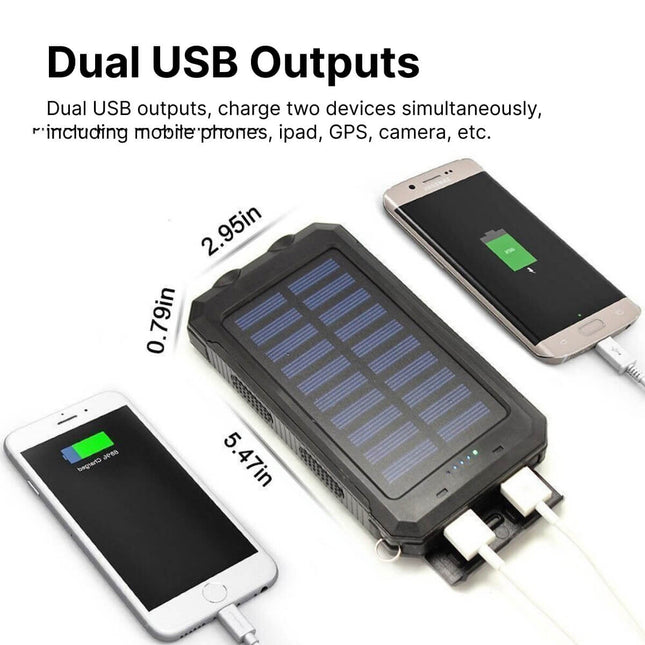 Bank energii słonecznej | Pojemność 500 000 mAh | Woododporny IP44 | Podwójne porty USB | Latarka LED | Lekka przenośna ładowarka | Inteligentna ochrona | Uniwersalne ładowanie urządzeń