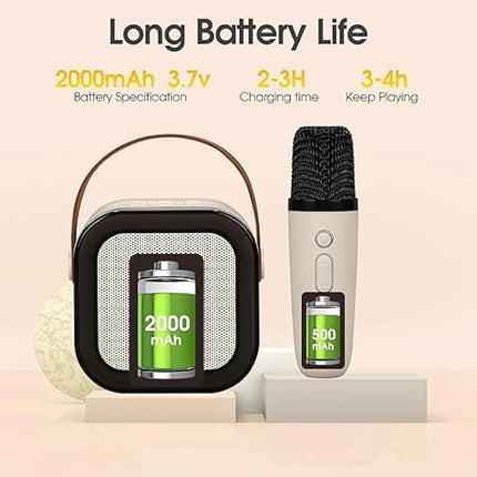 Przenośny głośnik do karaoke Bluetooth | Mikrofon bezprzewodowy | Kompaktowy i mocny dźwięk | Światła LED RGB | Tryb zmiany głosu | kompatybilne z kartą TF i USB | Bateria 2000 mAh | 3-4 godziny ochronne | Łatwe połączenie