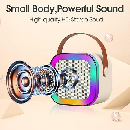 Przenośny głośnik do karaoke Bluetooth | Mikrofon bezprzewodowy | Kompaktowy i mocny dźwięk | Światła LED RGB | Tryb zmiany głosu | kompatybilne z kartą TF i USB | Bateria 2000 mAh | 3-4 godziny ochronne | Łatwe połączenie