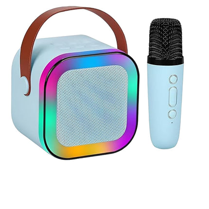 Przenośny głośnik do karaoke Bluetooth | Mikrofon bezprzewodowy | Kompaktowy i mocny dźwięk | Światła LED RGB | Tryb zmiany głosu | kompatybilne z kartą TF i USB | Bateria 2000 mAh | 3-4 godziny ochronne | Łatwe połączenie