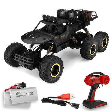 6-kołowy zdalnie sterowany Monster Truck w skali 1:12 | Możliwości terenowe | Zaawansowana technologia 2,4 GHz | Amortyzatory | Opony antypoślizgowe | Wysoka prędkość 52 km/h | Akumulator USB | Opcje czarno-złote