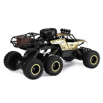 6-kołowy zdalnie sterowany Monster Truck w skali 1:12 | Możliwości terenowe | Zaawansowana technologia 2,4 GHz | Amortyzatory | Opony antypoślizgowe | Wysoka prędkość 52 km/h | Akumulator USB | Opcje czarno-złote