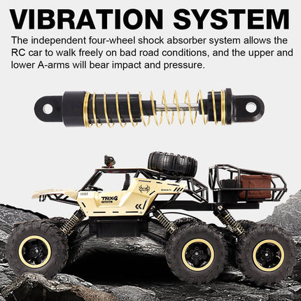 6-kołowy zdalnie sterowany Monster Truck w skali 1:12 | Możliwości terenowe | Zaawansowana technologia 2,4 GHz | Amortyzatory | Opony antypoślizgowe | Wysoka prędkość 52 km/h | Akumulator USB | Opcje czarno-złote
