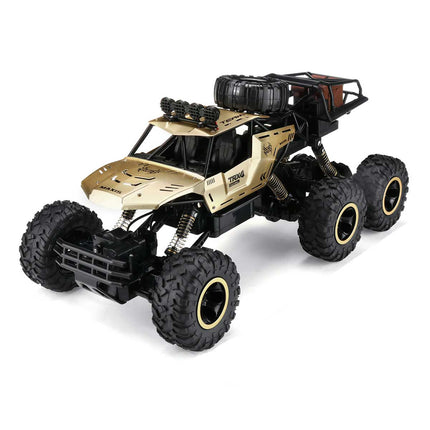 6-kołowy zdalnie sterowany Monster Truck w skali 1:12 | Możliwości terenowe | Zaawansowana technologia 2,4 GHz | Amortyzatory | Opony antypoślizgowe | Wysoka prędkość 52 km/h | Akumulator USB | Opcje czarno-złote