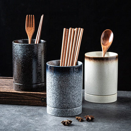 Uchwyt na kuchnię w stylu japońskim z uchwytem ceramicznym | Organizer na blat kuchenny | duże oferują przyborów kuchennych | Oszczędzające miejsce rozwiązania dekoracyjne | Idealny dla kuchni domowej