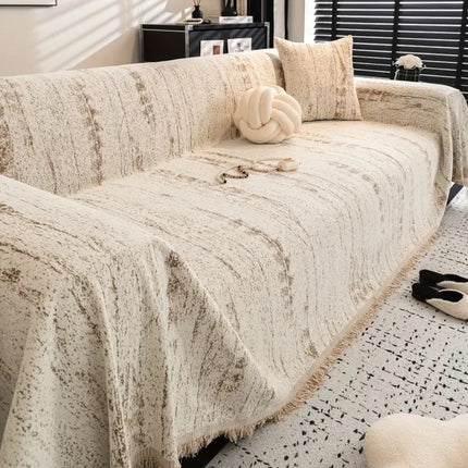 Ochraniacz na sofę Almond Crest | Tkanina szenilowa | Pełna osłona sofy | Neutralny stylowy design | Komfort wypoczynku | Chroni przed sierścią zwierząt domowych i plamami | Można prać w praktyce | Odporny na blaknięcie i pigułki