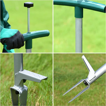 Ręczny wyrywacz chwastów ze stali nierdzewnej | Długość 43" | Ergonomiczna rączka | narzędzie do usuwania mniszka, ostu i perzu | Wspomaga napowietrzanie przez użytkownika | Ochrona w ogrodzie