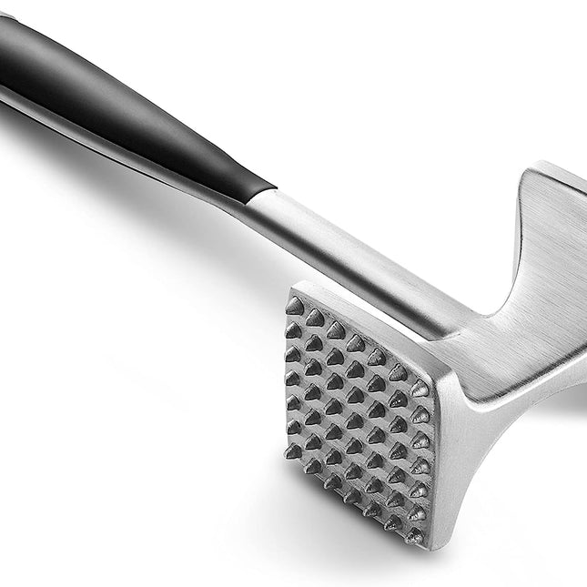 Ergonomiczny młotek do rozbijania mięsa Kitexpert | Dwustronny młotek | Wygodny uchwyt do rozpowszechniania | Teksturowane i gładkie boki | Wszechstronny do mięsa, lodu, czosnku | 9,4 cala długość, 3,4 cala szerokość, 9,5 uncji | Zrób porządek