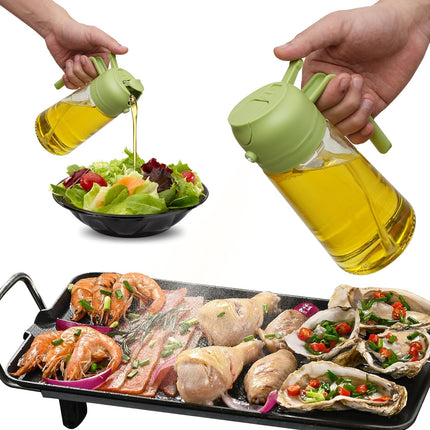 Szklany dozownik oliwy i octu 2 w 1 | Bez BPA | Wydajność 10 uncji | Ergonomiczny, antypoślizgowy uchwyt | Wszechstronny do gotowania, pieczenia, grillowania | Skuteczna kontrola oleju | Można myć w zmywarce