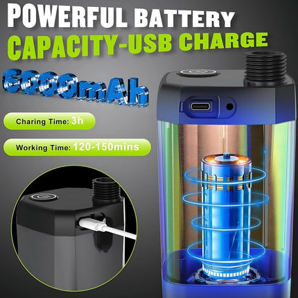 Prysznic Elektryczny Turystyczny | Bateria 6000 mAh | Ładowanie USB-C | Wyświetlacz LED | Cicha Praca | Regulowane Tryby Natrysku | Filtracja Wody | Lekki i Kompaktowy | Z Przyssawkami i Torbą na Akcesoria