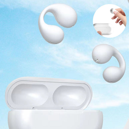 Bezprzewodowe stosowanie na przewodnictwo kostne Redukcja hałasu | Zacisk na ucho Bluetooth | Ergonomiczne chore | Trwała drewnoodporność IPX5 | Czarno-biały | Ładowanie typu C | 4-8h Odtwarzanie | Wyświetlacz mocy LED