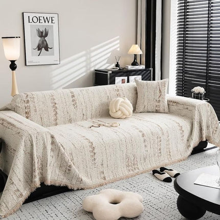Ochraniacz na sofę Almond Crest | Tkanina szenilowa | Pełna osłona sofy | Neutralny stylowy design | Komfort wypoczynku | Chroni przed sierścią zwierząt domowych i plamami | Można prać w praktyce | Odporny na blaknięcie i pigułki